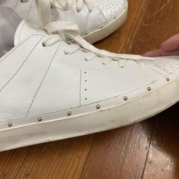 Rebecca Minkoff women's Michell studded white/pink sneakers sz 9 - Picture 10 of 12